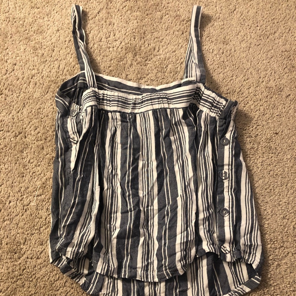 Striped Button Sides Tank Top - Picture 4 of 8